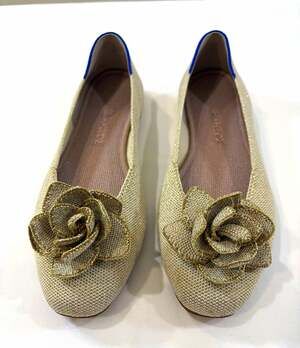 Rothy's The Petal Square Love Bird Womens Size 9W Beige Slip On Ballet Flats